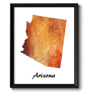 INSTANT DOWNLOAD Arizona Map State Watercolor Painting Poster Print USA United States Abstract Landscape Art Rust Red Beige