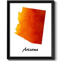 INSTANT DOWNLOAD Arizona Map State Watercolor Painting Poster Print USA United States Abstract Landscape Art Yellow Orange Red