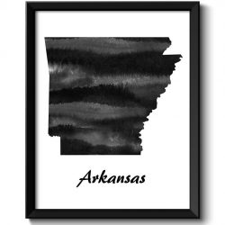 INSTANT DOWNLOAD Arkansas Map State Watercolor Painting Poster Print USA United States Abstract Landscape Art Black White Grey