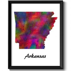 INSTANT DOWNLOAD Arkansas Map State Watercolor Painting Poster Print USA United States Abstract Landscape Art Colorful Rainbow