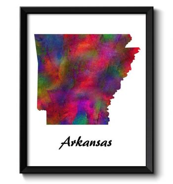 INSTANT DOWNLOAD Arkansas Map State Watercolor Painting Poster Print USA United States Abstract Landscape Art Colorful Rainbow