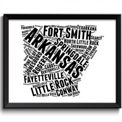 INSTANT DOWNLOAD Arkansas Map Text Word Cloud Typography Textography Black White Poster Print USA United States Modern Landscape Wall Art