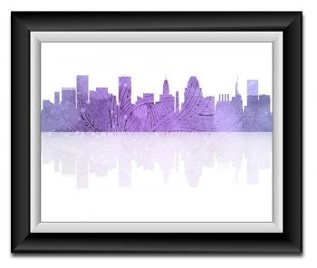 INSTANT DOWNLOAD Baltimore Skyline Maryland City Purple Blue Watercolor Cityscape Poster Print Modern Abstract Landscape Art Painting