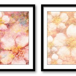 INSTANT DOWNLOAD Beige Cream White Flower Bathroom Art Print Set of 2 Brown Elegant Watercolor Painting Bathroom Wall Decor Print