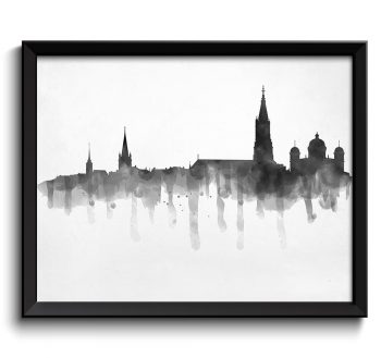 INSTANT DOWNLOAD Bern Skyline Watercolor Black White Grey Poster Print City Switzerland Modern Abstract Landscape Art Painting