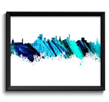 INSTANT DOWNLOAD Birmingham Skyline Navy Turquoise Aua Blue Watercolor Poster Print Wall Decor Wall Art Painting England City Map Home Decor