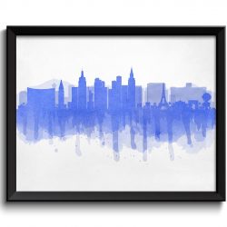 INSTANT DOWNLOAD Blue Las Vegas Skyline Nevada USA United States Cityscape Art Print Poster Watercolor Painting Home Decor Wall Art