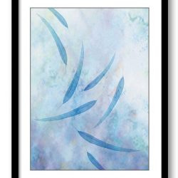 INSTANT DOWNLOAD Blue Leaves Leaf Abstract Bathroom Art Print Nature Landscape Modern Elegant Watercolor Bathroom Wall Decor Flower Painting