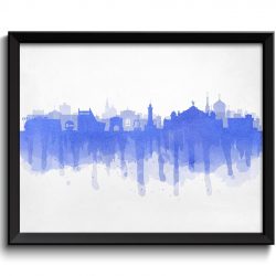 INSTANT DOWNLOAD Blue Omsk Skyline Russia Cityscape Art Print Poster Watercolor Painting Landscape Home Decor Wall Art