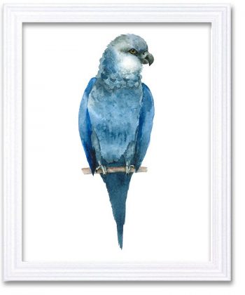 INSTANT DOWNLOAD Blue Parrot Watercolor Art Painting Print Poster Bird Home Decor Wall Art Child Nursery Art