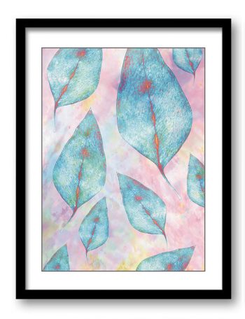 INSTANT DOWNLOAD Blue Pink Leaves Leaf Bathroom Art Print Nature Landscape Modern Elegant Watercolor Bathroom Wall Decor Flower Painting Bedroom