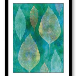 INSTANT DOWNLOAD Blue Teal Green Leaves Leaf Bathroom Art Print Abstract Nature Landscape Modern Watercolor Bathroom Wall Decor Painting