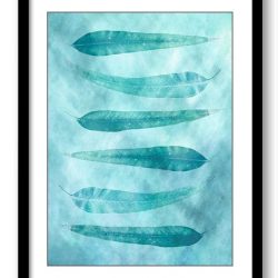 INSTANT DOWNLOAD Blue Teal Green Leaves Leaf Bathroom Art Print Nature Landscape Modern Watercolor Bathroom Wall Decor Abstract Painting