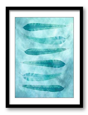 INSTANT DOWNLOAD Blue Teal Green Leaves Leaf Bathroom Art Print Nature Landscape Modern Watercolor Bathroom Wall Decor Abstract Painting