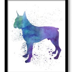 INSTANT DOWNLOAD Boxer Dog Watercolor Art Painting Print Poster Dog Art Dog Painting Dog Breeds Home Decor Wall Art Pink Blue Purple Green