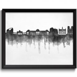 INSTANT DOWNLOAD Brussels Skyline City Black White Grey Cityscape Poster Print Belgium Europe Modern Abstract Landscape Art Painting