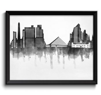 INSTANT DOWNLOAD Buenos Aires Skyline City Black White Grey Cityscape Poster Print Argentina South America Abstract Landscape Art Painting