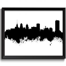 INSTANT DOWNLOAD Buffalo Skyline City New York Black White Watercolor Cityscape Poster Print Landscape Art Painting Home Decor Wall Art