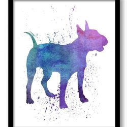 INSTANT DOWNLOAD Bull Terrier Dog Watercolor Art Painting Print Poster Dog Art Dog Painting Breed Home Decor Wall Art Pink Blue Purple Green