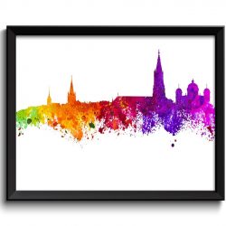 INSTANT DOWNLOAD Burn Skyline Pink Purple Red Orange Yellow Green Painting Poster Print Wall Decor Zurich Art  Switzerland Home Decor