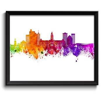 INSTANT DOWNLOAD Cape Town Skyline Watercolor Poster Print Wall Decor South Africa Wall Art Painting Home Decor Pink Purple Red Yellow Green