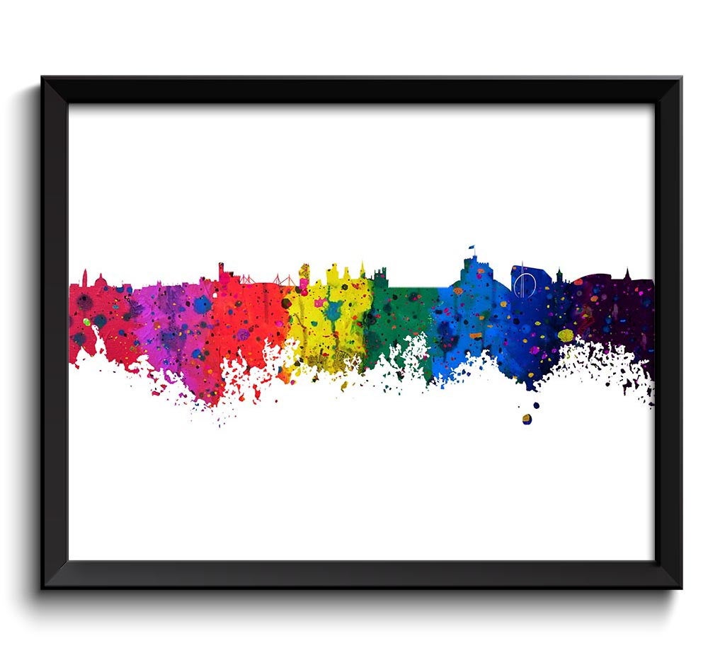 INSTANT DOWNLOAD Cardiff Skyline Watercolor Art Poster Print Cardiff Wall Decor Cardiff Wall Art Painting Wales Artwork City Map Home Decor