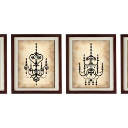 INSTANT DOWNLOAD Chandelier Vintage Style Set of 4 Prints Chandelier Art Print Parchment Paper Style Old Antique Silhouette Printable