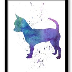 INSTANT DOWNLOAD Chihuahua Dog Watercolor Art Painting Print Poster Dog Art Painting Dog Breeds Home Decor Wall Art Pink Blue Purple Green