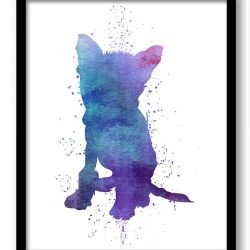 INSTANT DOWNLOAD Chinese Crested Dog Watercolor Art Painting Print Poster Art Painting Dog Breeds Home Decor Wall Art Pink Blue Purple Green