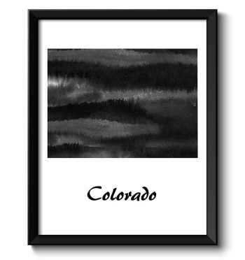 INSTANT DOWNLOAD Colorado Map State Watercolor Painting Poster Print USA United States Abstract Landscape Art Black White Grey