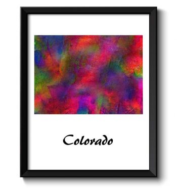 INSTANT DOWNLOAD Colorado Map State Watercolor Painting Poster Print USA United States Abstract Landscape Art Colorful Rainbow