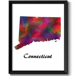 INSTANT DOWNLOAD Connecticut Map State Watercolor Painting Poster Print USA United States Abstract Landscape Art Colorful Rainbow