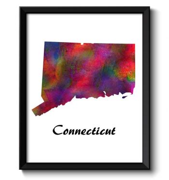 INSTANT DOWNLOAD Connecticut Map State Watercolor Painting Poster Print USA United States Abstract Landscape Art Colorful Rainbow