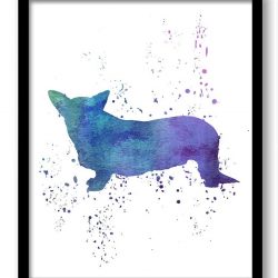 INSTANT DOWNLOAD Corgi Dog Watercolor Art Painting Print Poster Dog Art Dog Painting Dog Breeds Home Decor Wall Art Pink Blue Purple Green