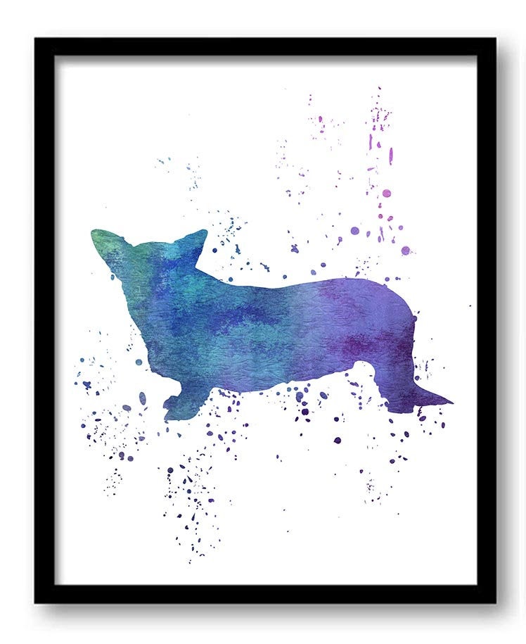 INSTANT DOWNLOAD Corgi Dog Watercolor Art Painting Print Poster Dog Art Dog Painting Dog Breeds Home Decor Wall Art Pink Blue Purple Green