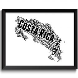 INSTANT DOWNLOAD Costa Rica Text Map Word Cloud Black White Typography Poster Print Country Modern Abstract Landscape Wall Art Painting