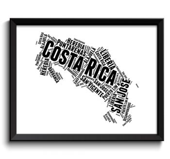 INSTANT DOWNLOAD Costa Rica Text Map Word Cloud Black White Typography Poster Print Country Modern Abstract Landscape Wall Art Painting