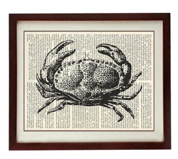 INSTANT DOWNLOAD Crab Vintage Style Ocean Nautical Print Crab Art Print Book Page Dictionary Old Printable Beach Sea Wall Decor Bathroom