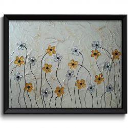 INSTANT DOWNLOAD Daisy Art Painting Fine Art Print Daisies Flower Painting Silver Gold White Grey Wall Decor Bedroom Bathroom Living Room