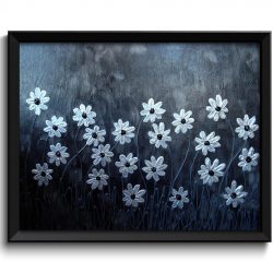 INSTANT DOWNLOAD Daisy Art Painting Fine Art Print Daisies Flower Painting Silver Grey White Gray Wall Decor Bedroom Bathroom Living Room