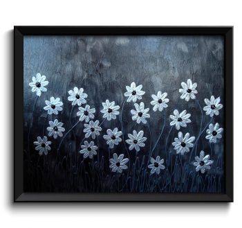 INSTANT DOWNLOAD Daisy Art Painting Fine Art Print Daisies Flower Painting Silver Grey White Gray Wall Decor Bedroom Bathroom Living Room