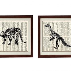 INSTANT DOWNLOAD Dinosaur Bones Vintage Style Print Set of 2 Prints Dinosaurs Art Print Book Page Dictionary Old Antique Printable Animal