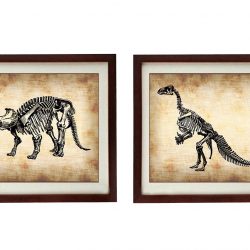 INSTANT DOWNLOAD Dinosaur Bones Vintage Style Print Set of 2 Prints Dinosaurs Art Print Parchment Paper Style Old Antique Printable Animal