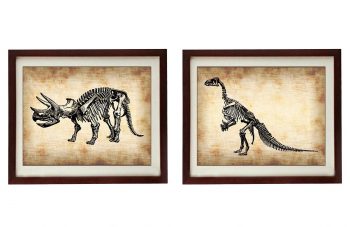 INSTANT DOWNLOAD Dinosaur Bones Vintage Style Print Set of 2 Prints Dinosaurs Art Print Parchment Paper Style Old Antique Printable Animal