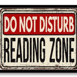 INSTANT DOWNLOAD Do Not Disturb Reading Zone Art Print Brown Beige Black Red Fun Home Wall Decor Funny Distressed Vintage Retro Poster