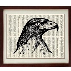 INSTANT DOWNLOAD Eagle Head Bird Vintage Style Print - Art Print Book Page Dictionary Old Antique Printable - Vintage Animal Art Print
