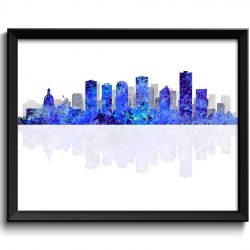 INSTANT DOWNLOAD Edmonton Skyline City Navy Blue Grey Gray Watercolor Cityscape Poster Print Alberta Canada Abstract Landscape Art Painting