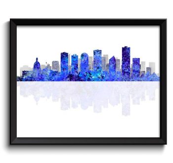 INSTANT DOWNLOAD Edmonton Skyline City Navy Blue Grey Gray Watercolor Cityscape Poster Print Alberta Canada Abstract Landscape Art Painting