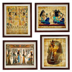 INSTANT DOWNLOAD Egypt Wall Art Prints Set of 4 Parchment Paper Style Old Antique Printable Art Print Egyptian Wall Decor King Tut Queen