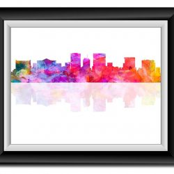 INSTANT DOWNLOAD El Paso Skyline Texas City Purple Pink Blue Yellow Watercolor Cityscape Poster Print Modern Abstract Landscape Art Painting